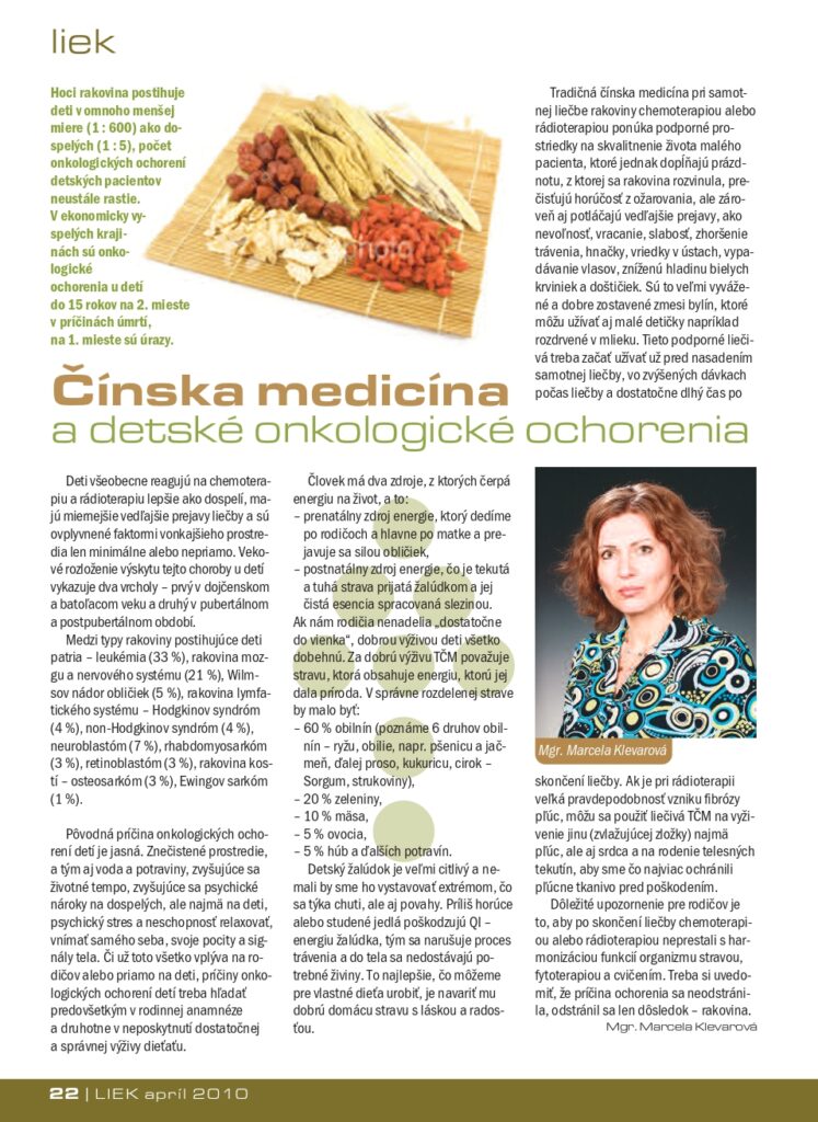Čínska medicína a detské onkologické ochorenia